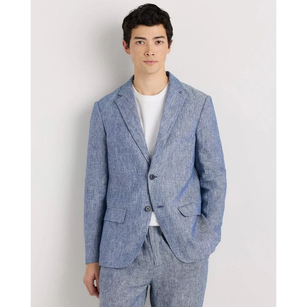 NWT Quince‎ 100% European Linen Blazer Chambray Blue Size XXL (48-50)